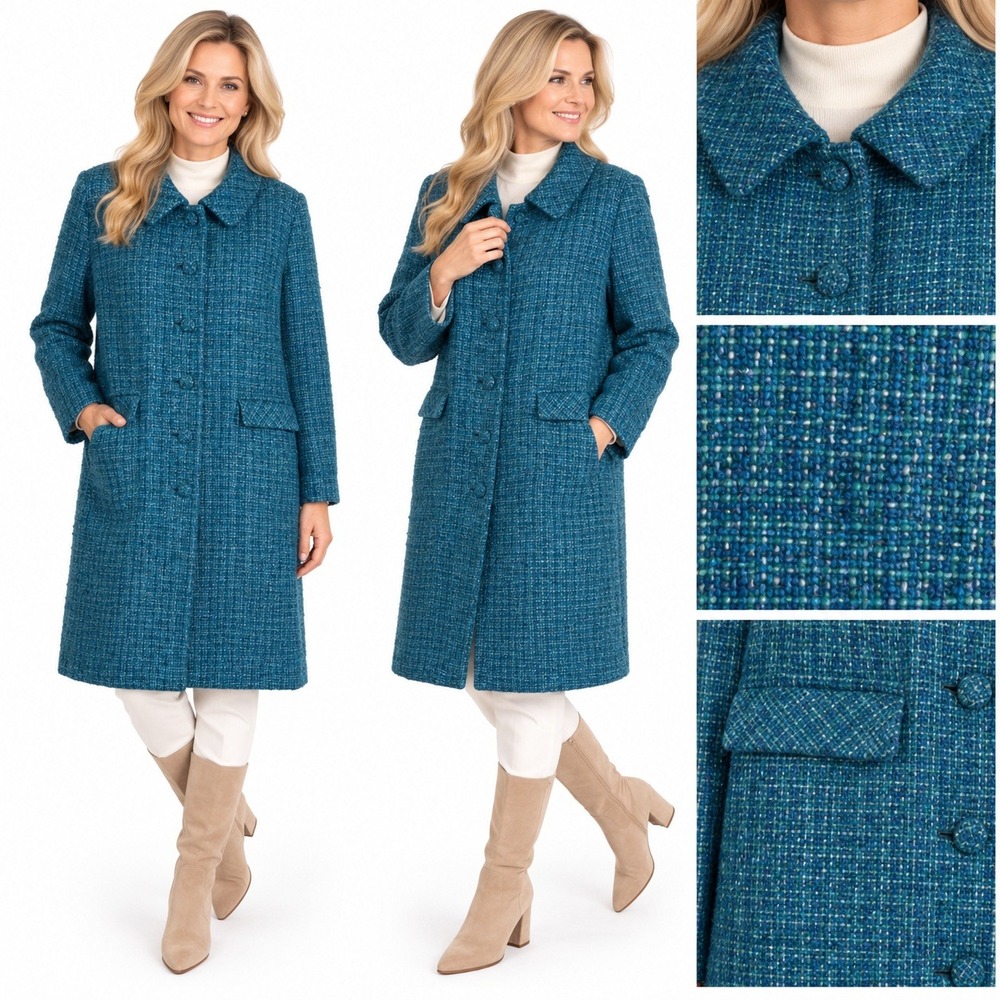 Vintage 60s Coat L Tweed England Mod Mid Century Overcoat Retro Dark Academia